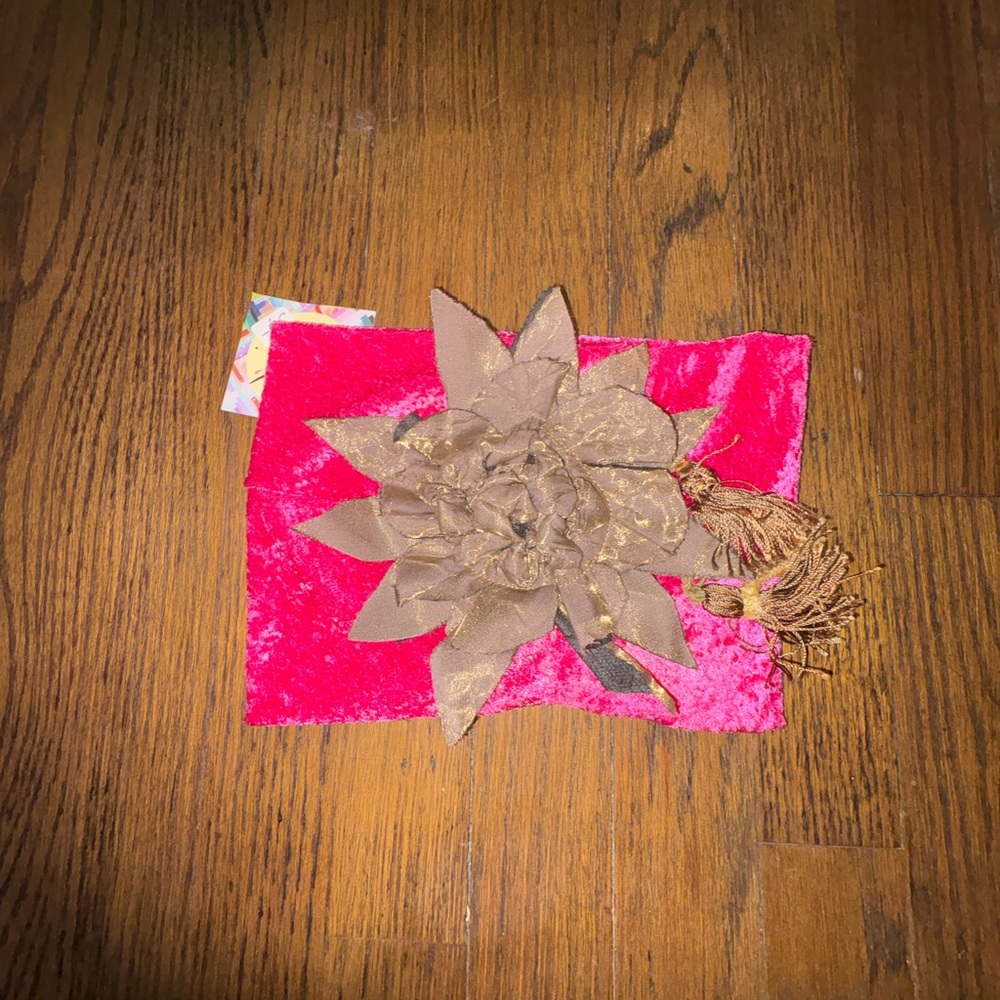 Velvet Pink headband with Brown Floral Accent